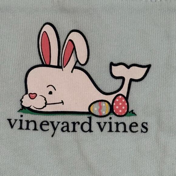 Vineyard Vines Kids M Easter Bunny Whale Long Sleeve T-Shirt Light Blue - Picture 5 of 5